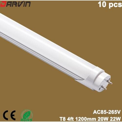 10 PCS/Lot Led Tube T8 4ft Led Light 1.2M 20W 22W Replaced Fluorescent Tube Lamp Milky Cover /Clear Cover