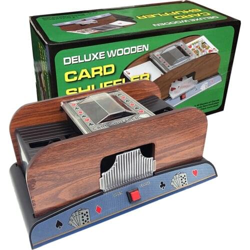 2 Decks Wide Poker Cards Shuffler Automatic Wooden Pocker Card Shuffling In Seconds Plastic Playing Cards Washing Machine