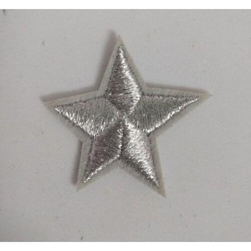 20pcs Sliver Star Military Badge Jacket Patch parches bordados Iron On Patches For Clothes Patchwork Embroidered Appliques Decor