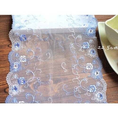 3Yards 22.5cm Width Hot Sale Beautiful Floral Polyester Embroidered Lace Trims Neckline Collar Sewing Material DIY Craft YYN444