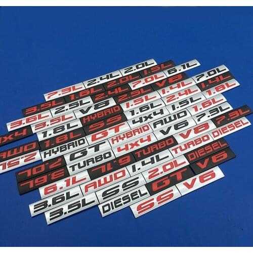 3D Metal 1.6T 1.8T 2.2T 2.5T 3.0T V6 V8 TURBO 4X4 HYBRID SS Emblem Badge Decals Auto Tail Sticker for BMW Benz Audi Toyota Honda