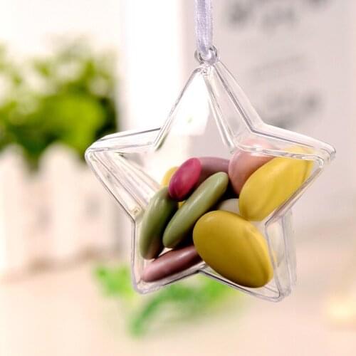 5Pcs/lot Creative Transparent Plastic Star Candy Box Christmas Tree Ornament Birthday Party Favor Gift Box Wedding Candy Boxes