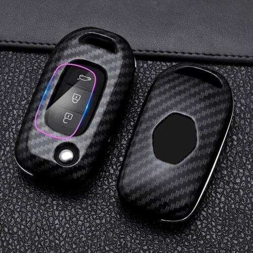 Carbon Fiber ABS 3 Buttons Car Key Case Cover for Lada Vesta Granta for Renault Megane Clio Captur Kangoo Key Bag Shell