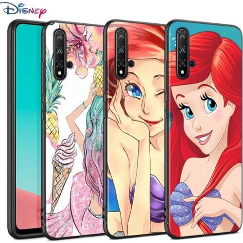 Black Soft Cover Ariel Mermaid princess For Huawei Nova 8 7 6 SE 5T 7i 5i 5Z 5 4 4E 3 3i 3E 2i Pro Phone Case