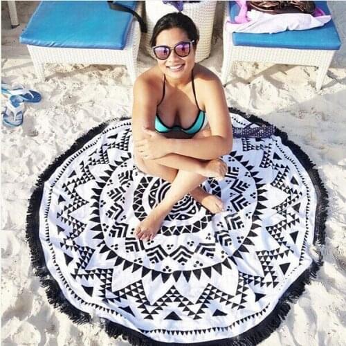 Flower Tassels Beach Mat Indian Mandala Tapestry Wall Hanging Beach Throw Tippet Mat Hippie Mat Blanket Bikini Cover Up