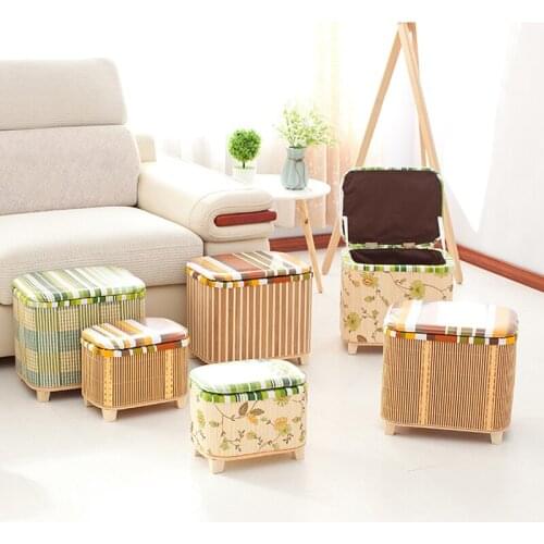 Handmade Storage Stool Ottoman Home Decoration Furniture Storage Toys Bamboo Chair Door Bench Kids Children Adult Chair