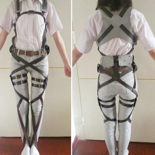 KIGUCOS Attack on Titan Cosplay Body Belt Sets Shingeki No Kyojin Scouting Legion Eren Levi Anime Costumes Leather Shawl Belt