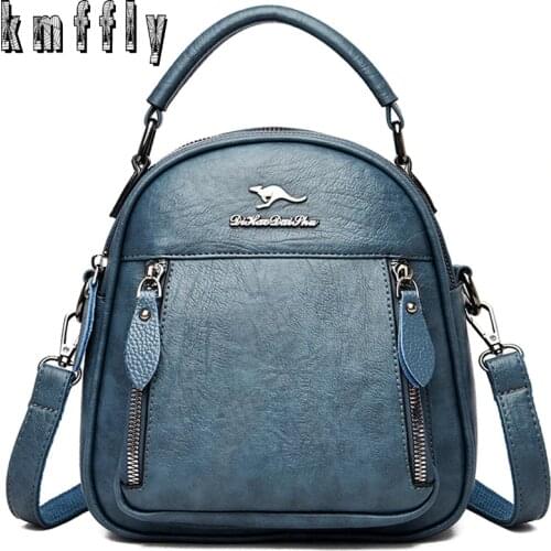 Kmffly Leather Backpacks for Women Multifunction Travel Backpack Kangaroo Backpacks Sac A Dos Girls Preppy for Teenage Girls