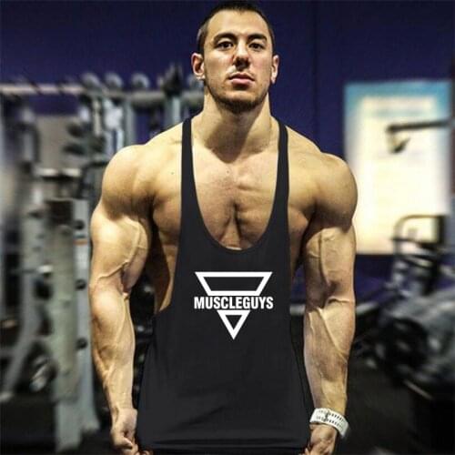 Muscleguys Bodybuilding Stringer Tank Top Mens Gym Stringer Shirt Fitness Clothing Cotton Y Back Workout Muscle Vest Tops