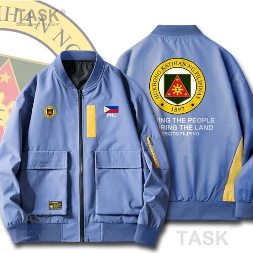 Bomber Military Biker Jacket Army Philippines Pilipinas PH PHL PHI Casual Streetwear Slim Fit Pilot Coat Men Harajuku Jackets