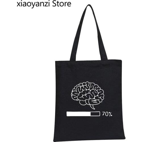 New Add Your Text Brain Loading Funny Printed Gamer Computer Geek Custom Tote Bag Eco Reusable Shopping Bags Shoulder Bag SL9185