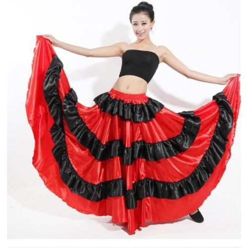 New Hot Sale New Discount Spanish Bullfight Belly Dance Dress Skirt Long Flamenco Skirts Red Flamenco Dresses For Girls