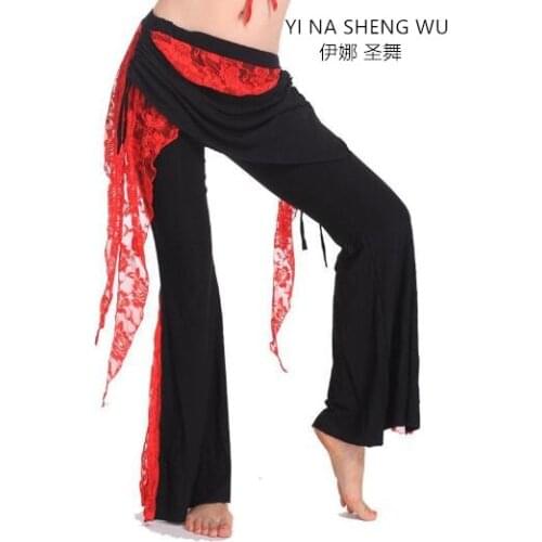 New lady Women Belly Dance Costume Tribal Belly Dance Pants Side Slit Lace Pant Adult Pants Belly Dancing Costume Pants