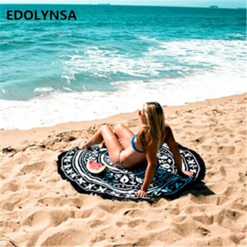 New Arrivals Round Beach Blanket Tassel Printed Manta Mandala Blanket Yogamat Beach Roundie Circle Blanket Tapestry #G8