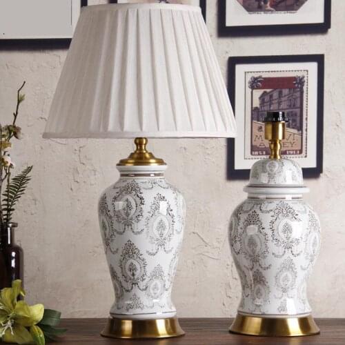 New Modern Chinese Ceramic Table Lamps New Classical American Model Room Creative Desk Lamp Bedroom Bedside Lamp