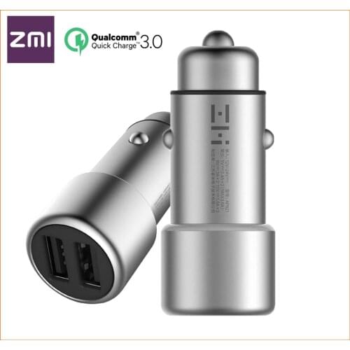 Original ZMI Car Charger QC 3.0 18W QC 3.0 Dual USB Tablet Fast Car Charger For iPhone Mobile Phones Adapter in Car