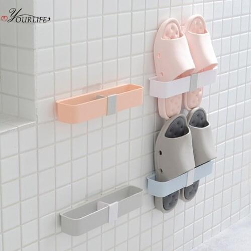 OYOURLIFE Wall Mounted Shoes Rack Family Shoe Storage Organizers Self Adhesive Shoe Shelf Bathroom Slippers Hanging Holder