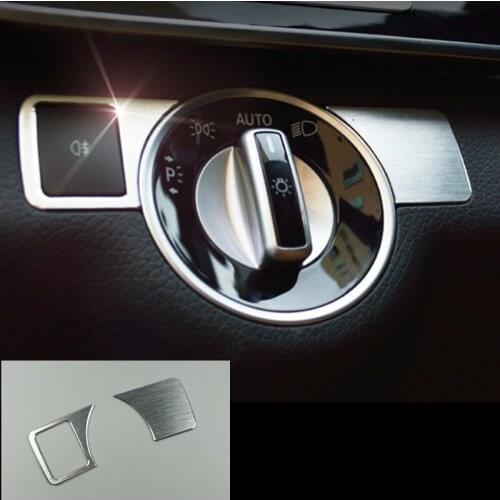 Headlight Switch Sequins Trim Decals Aluminium Alloy 2Pcs For Mercedes Benz A B E C Class GLA CLA ML GL GLK GLE GLS