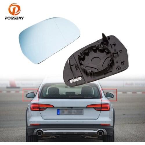 POSSBAY Car Rearview Blue Heated Mirror Glass Door Wing Mirror Glass 4F0857536AF 4F0857535AF for Audi A4 Allroad/Quattro 10-16