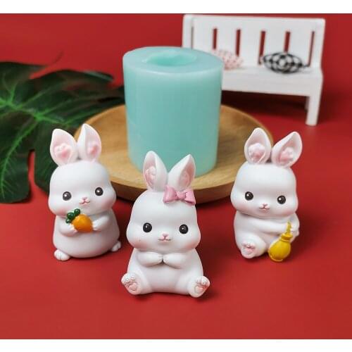 PRZY Mould Silicone Rabbit Molds Fondant Cute Bunny Mold Soap Molds Handmade Soap Clay Resin Candle Mould