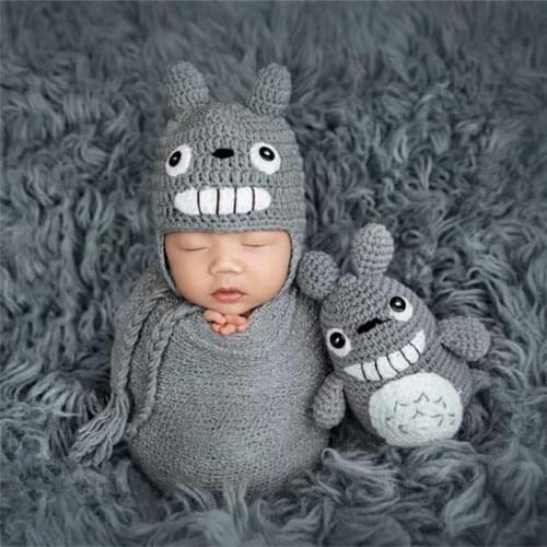 2021 Newborn photography Props Clothes totoro costume Baby Photo Clothing Props Studio Accessories infant girl Handmade Outfit