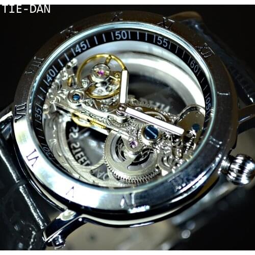 Luxury Brand TIEDAN Tourbillon Automatic Mechanical Watch Men Transparent Skeleton Wristwatch Male Fashion Sport Business Watch