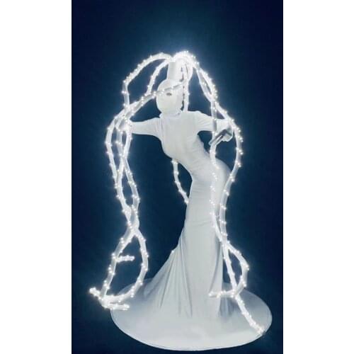 LED luminous skirt Dress Halloween party cosplay dress Bar nightclub GOGO show white LED octopus costume