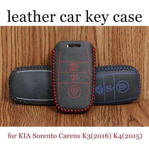 Only Red Car key case cover hand sewing real leather for KIA Sorento/Carens/K3(2016)/K4(2015)/K5(2016)/KX514(2016)/Shuma(2014)