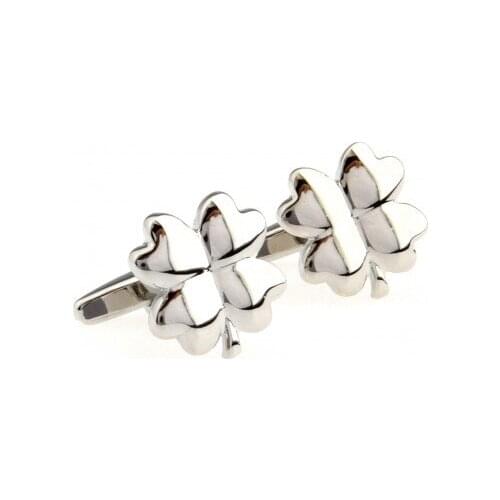 Siver Clover Cufflink Cuff Link 15 Pairs Wholesale Free Shipping