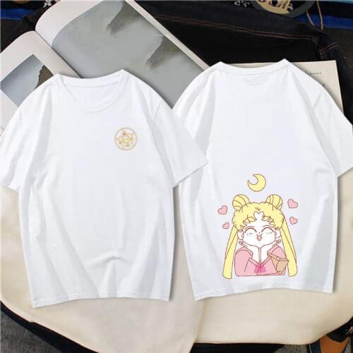 Summer Women Oversized T-shirt Kawaii Anime Sailor Moon Ullzang Harajuku Tee Shirt Casual TShirt Short Sleeved T Shirt Top y2k