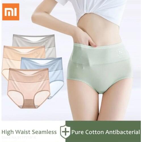 3pcs Xiaomi Mijia Women Sexy Lace Lingerie Temptation High-waist Belly Panties Summer Ice Silk Seamless Breathable Ladies Briefs