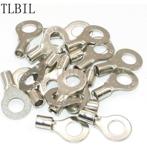 1000pcs/pack RNB5.5-12 AWG12-10 1/2" Non-Insulated Ring Tongue Brass Pure Copper Terminals Cable Lug Wire Connector