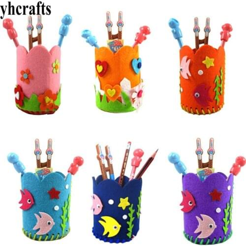 12PCS/LOT,DIY felt pen holder craft kits Kids activity items Creative hobby Kindergarten arts and crafts Early learning toys