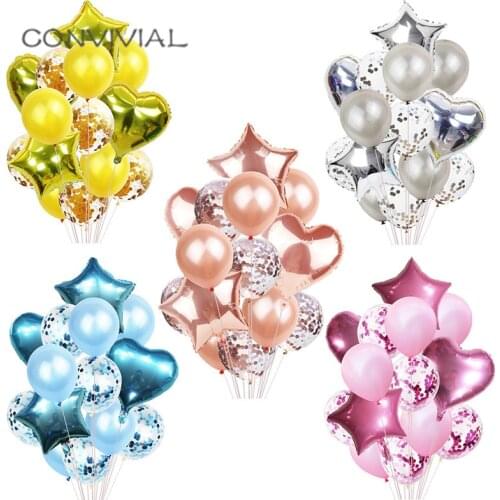 14pcs DIY Confetti Foil Balloons Decoration Birthday Party Rose Gold Ballon Anniversaire Wedding Decorations Metallic Balloons