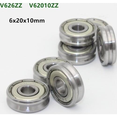 20pcs V62010ZZ V626ZZ V grooved straightener guide wheel bearings 6*20*10 mm track roller bearing 626VV 6mm x 20mm x 10mm