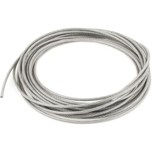 5mm Dia Steel PVC Coated, Flexible Wire Rope Cable 10 Meters Transparent + Silver