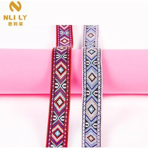 50 Yards Jacquard Belt 1.8 Polyester Textile Belt Ethnic Embroidery Color Webbing Ribbons Clothing Accessories