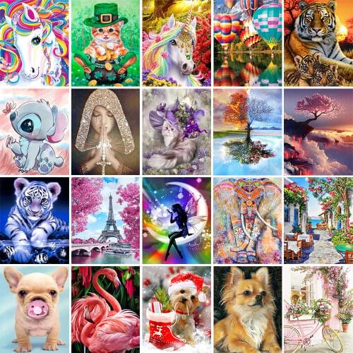 5D Diamond Painting Landscape/Animal Picture Embroidery Kit Cartoon Complete Mosaic Design Crafts Home Decoration Gift Promotion