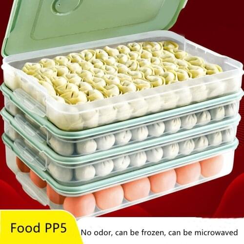 Household Refrigerator Dumpling Tray Multilayer Can Be Superimposed Kitchen Food Storage Container Plastic Container with Lid
