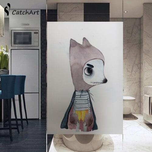 Custom Size Decorative Glass Window Film Privacy Static Cling No Glue Stickers Watercolor rabbit Home Decor Child Room YYKT2044