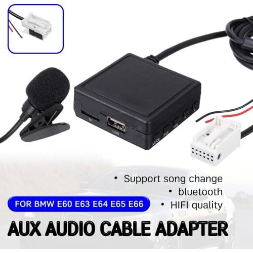 Bluetooth Aux Receiver Cable for BMW E60 E63 E64 E65 E66 E81 E82 E87 E90 with USB,microphone Hands-free Aux Adapter