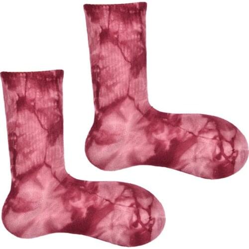 New Fashion Hot Sell Sock Pure Cotton Unisex Tie-Dyed Breathable Skateboard Soft Warm Middle Tube Socks Personalise