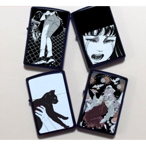 Funny Cool black white color girl Kerosene gasoline petroleum oil cigarette lighter Novelty cheap outdoor Smoking igniter Gift