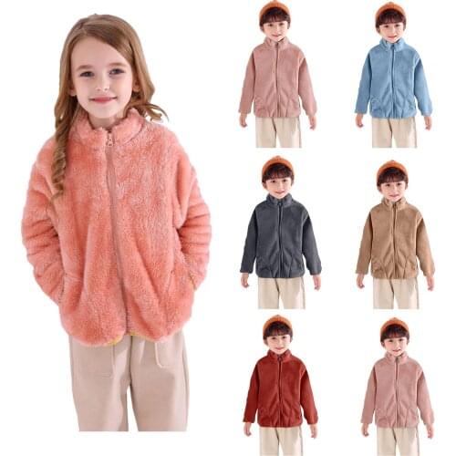 Autumn Girls Plush Coats Kids Baby Warm Girls Boys Flannel Winter Fleece Jackets Sweatshirt Thick Coats manteau fille куртки