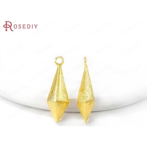 40561)4PCS 28x8MM Hole 2MM 24K Gold Color Brass Rhombus Charms Pendants Jewelry Making Supplies Diy Findings Accessories