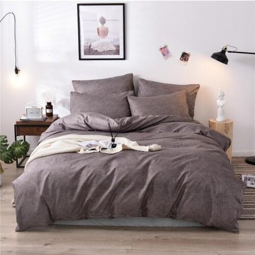Bed Linen Simple Green Pure Grid Grey Blue Pink Duvet Cover Sets 3Pcs Bedding Set King Queen Single Twin Full Size Quilt Covers