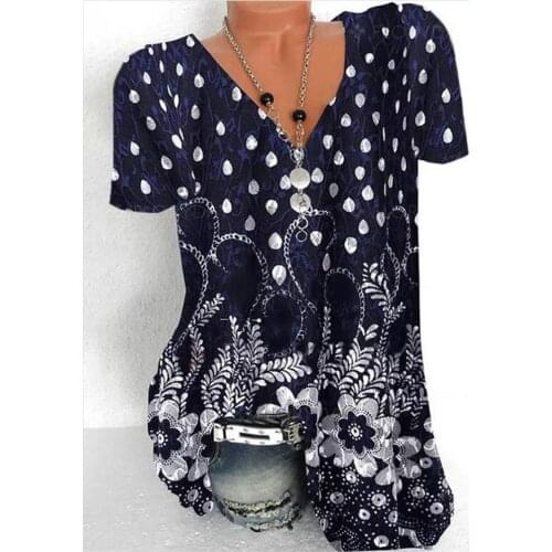 Casual printed large size womens T-shirt V-neck sleeveless vest ladies T-shirt tops women