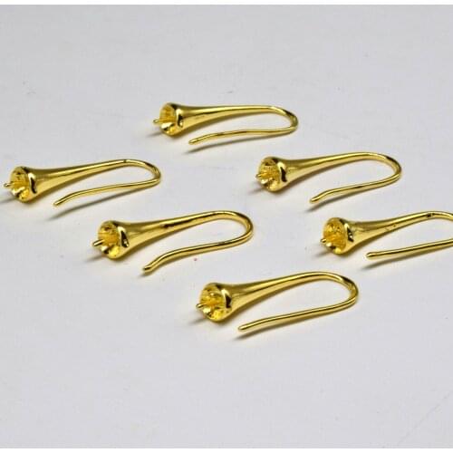 10/20/50pcs Gold Earrings Ear Hooks Wire Can Be Set With Pearls Inlay Make DIY Jewelry Making Findings Accessories
