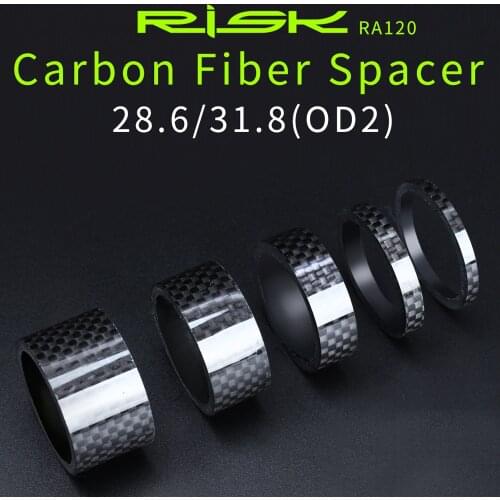 RISK Carbon Fiber Washer MTB Road Bike Bicycle Headset Stem 1-1/8" 28.6mm 1-1/4" 31.8mm OD2 Stem Front Fork Adjustment Spacer