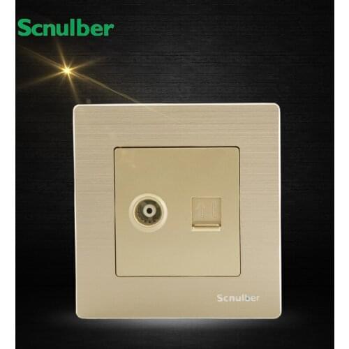 Metal cover TV adapter and telephone RJ11 4 core wall switch socket